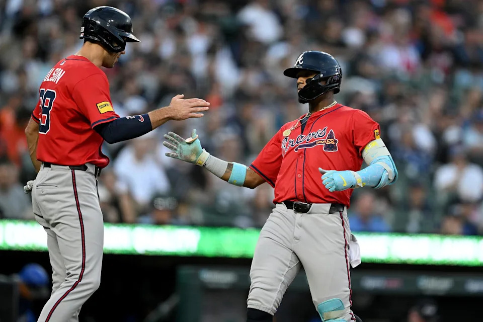 Atlanta Braves first baseman Matt Olson and outfielder Ronald Acuna Jr. © Lon Horwedel-Imagn Images