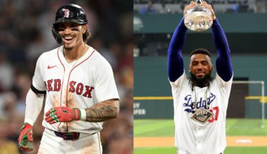 MLB Trade Rumors: Dodgers shock Red Sox as surprise Jarren Duran suitor while exploring Teoscar Hern&aacute;ndez trade talks. Credit: GETTY