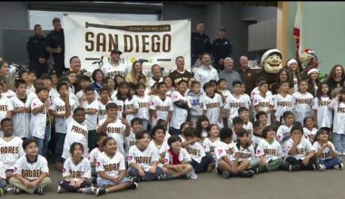 Elementary school kids ride away with gifts from the San Diego Padres – NBC 7 San Diego