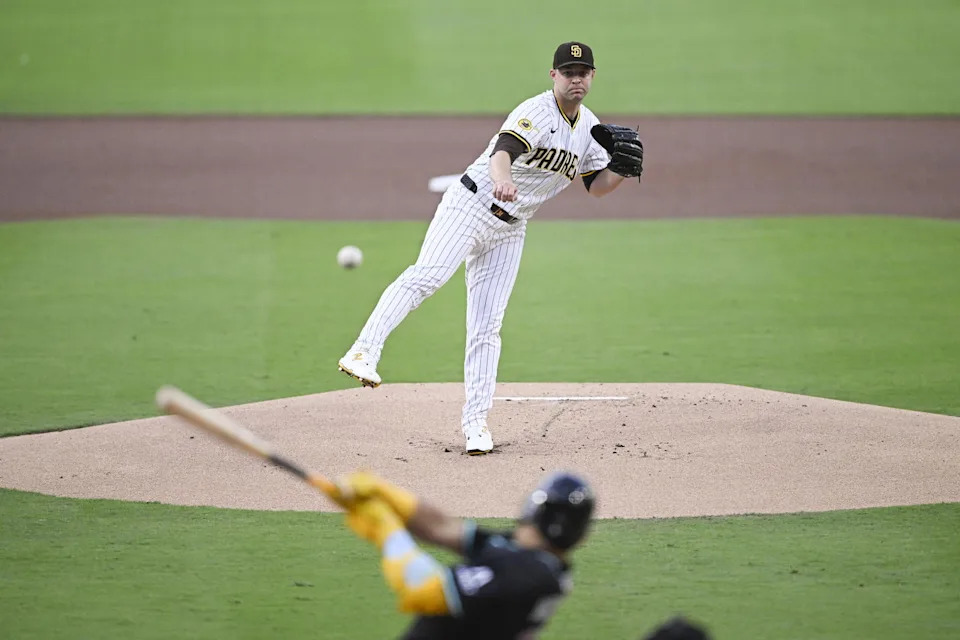 Free-agent pitcher Michael King. © Denis Poroy-Imagn Images