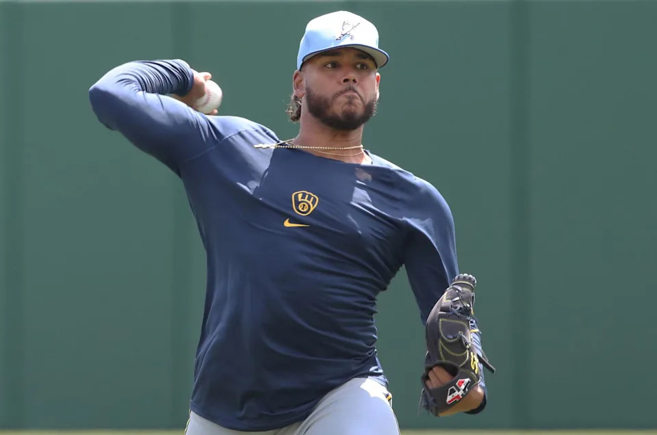 Milwaukee Brewers pitcher Freddy Peralta. Credit:&nbsp;Charles LeClaire-Imagn Images.