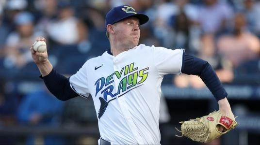 Apr 19, 2025; Tampa, Florida, USA; Tampa Bay Rays pitcher Pete Fairbanks (29) throws a pitch against the New York Yankees in the ninth inning at George M. Steinbrenner Field. Mandatory Credit: Nathan Ray Seebeck-Imagn Images