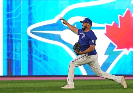 Aug 30, 2023; Toronto, Ontario, CAN; Toronto Blue Jays relief pitcher Yimi Garcia (93) throws a ball during batting practice before a game against the Washington Nationals at Rogers Centre. Mandatory Credit: Nick Turchiaro-Imagn Images Aug 30, 2023; Toronto, Ontario, CAN; Toronto Blue Jays relief pitcher Yimi Garcia (93) throws a ball during batting practice before a game against the Washington Nationals at Rogers Centre. Mandatory Credit: Nick Turchiaro-Imagn Images