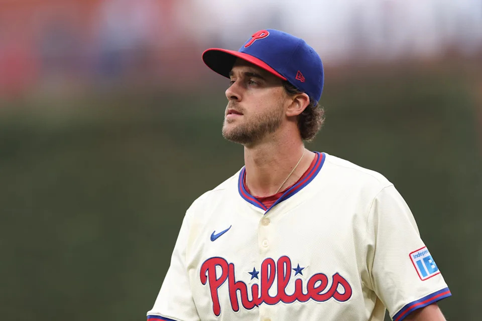 Philadelphia Phillies pitcher Aaron Nola.© Bill Streicher-Imagn Images