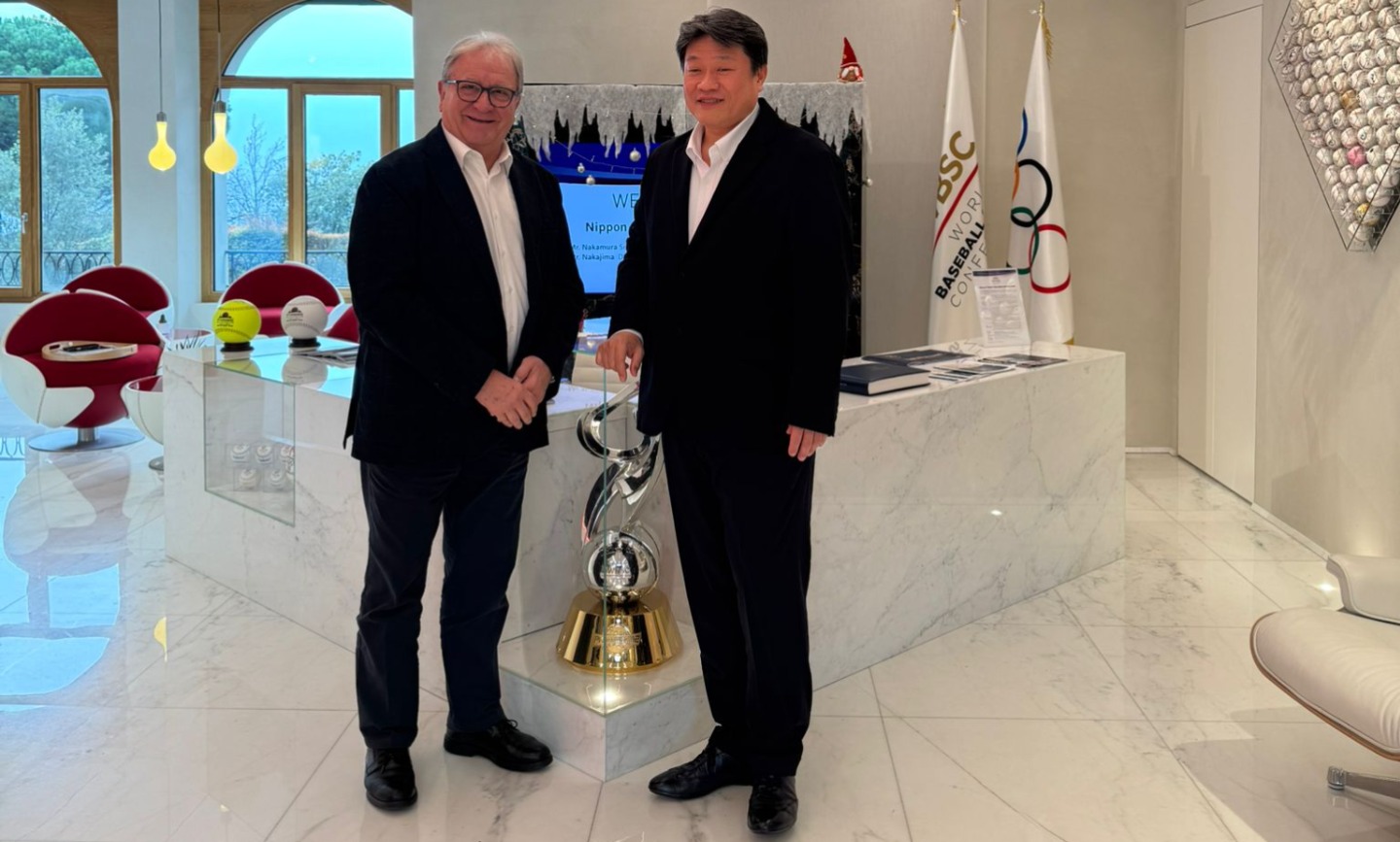 NPB Secretary General Katsuhiko Nakamura visits WBSC Headquarters to discuss global growth of Baseball