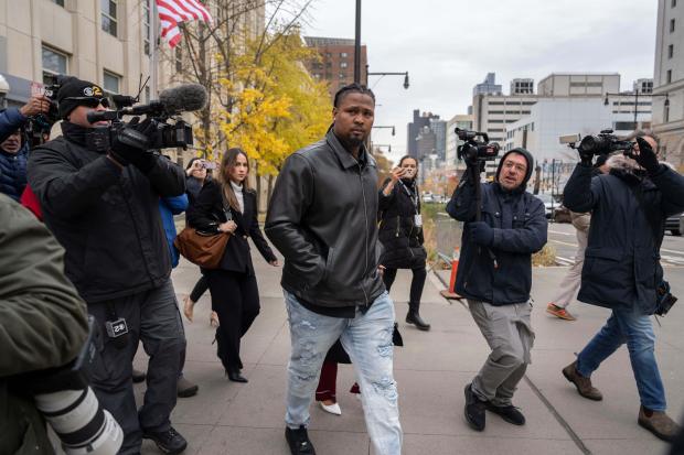 Cleveland Guardians' Luis Ortiz leaves Brooklyn federal court, Wednesday, Nov. 12, 2025, in New York. (AP Photo/Yuki Iwamura)