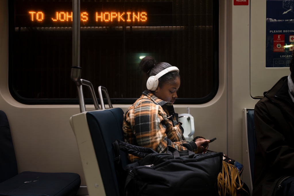 Brooke Bourne, a senior at Western High School, has quite the journey home from school. She takes a bus and the subway to get home on a foggy December day. Each form of transit has nine stops.