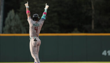 Ketel Marte #4 of the Arizona Diamondbacks...