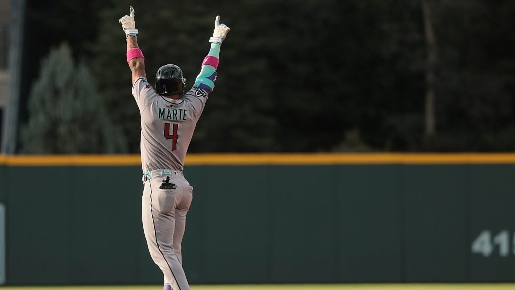 Ketel Marte #4 of the Arizona Diamondbacks...