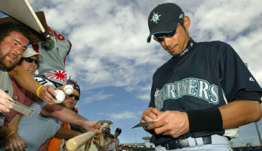 Ichiro Suzuki #51 of the Seattle Mariners during Cactus League...