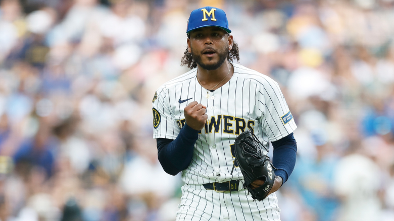 Milwaukee Brewers pitcher Freddy Peralta delivers a pitch during the 2025 season, a year that has cemented him as the team’s ace and one of the best in franchise history.