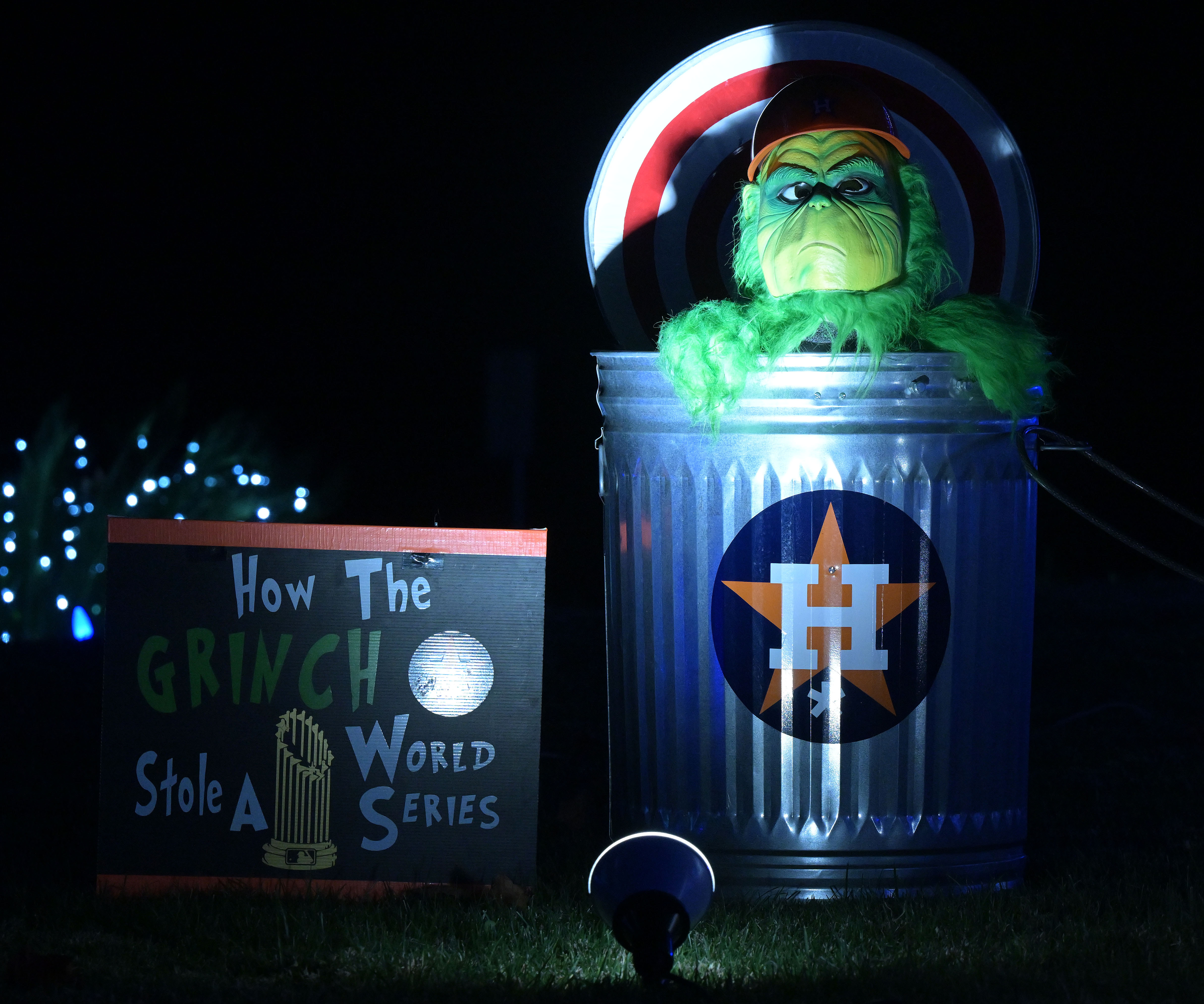 The Abadie family’s Los Angeles Dodgers-themed Christmas display, seen seen...