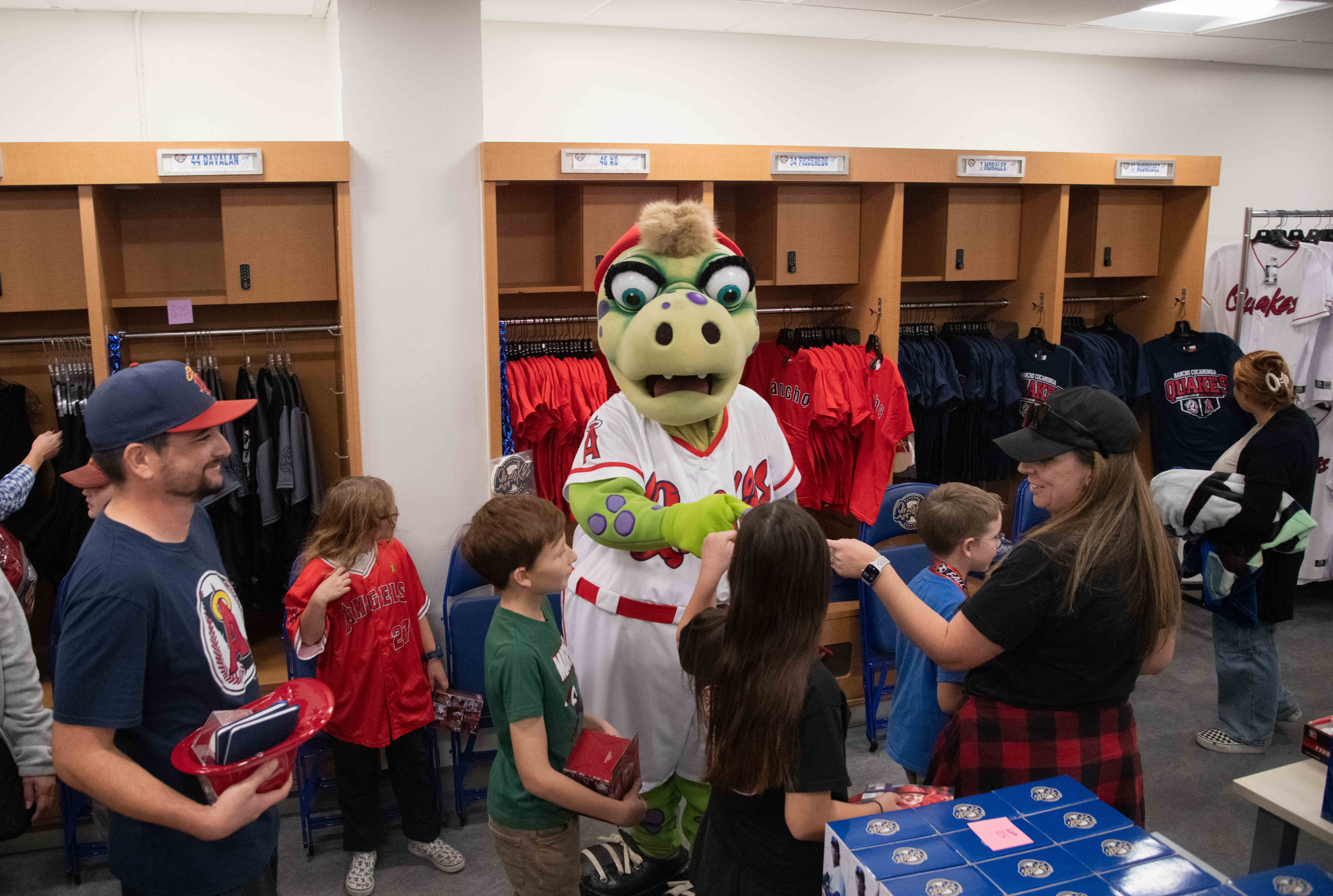 Rancho Cucamonga Quakes mascot Aftershock greets fans Saturday, Dec. 13,...
