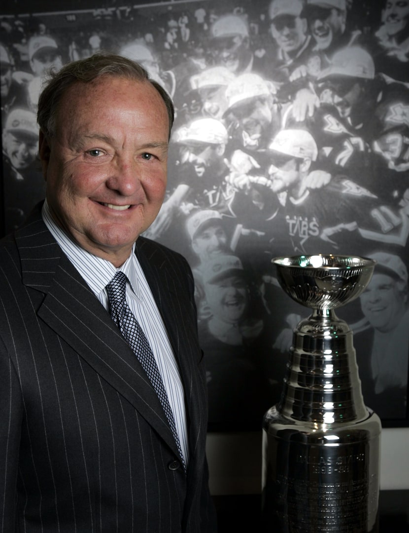 Tom Hicks, owner of the Dallas Stars and the Texas Rangers, pictured in his office with...
