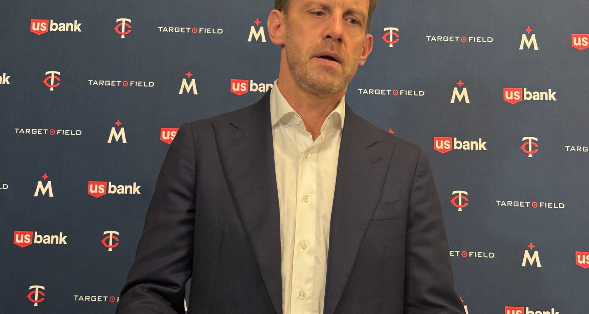 The new face of the Twins ownership group, Tom Pohlad, who met the media for the first time on Wednesday, December 18, 2025 at Target Field.