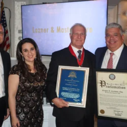 From left: Dan Antonelli, Esq.; Christina Golkin, Esq.; Gregory Cerchione, Esq.; and Brooklyn District Attorney Eric Gonzalez. Brooklyn Eagle photo by Mario Belluomo