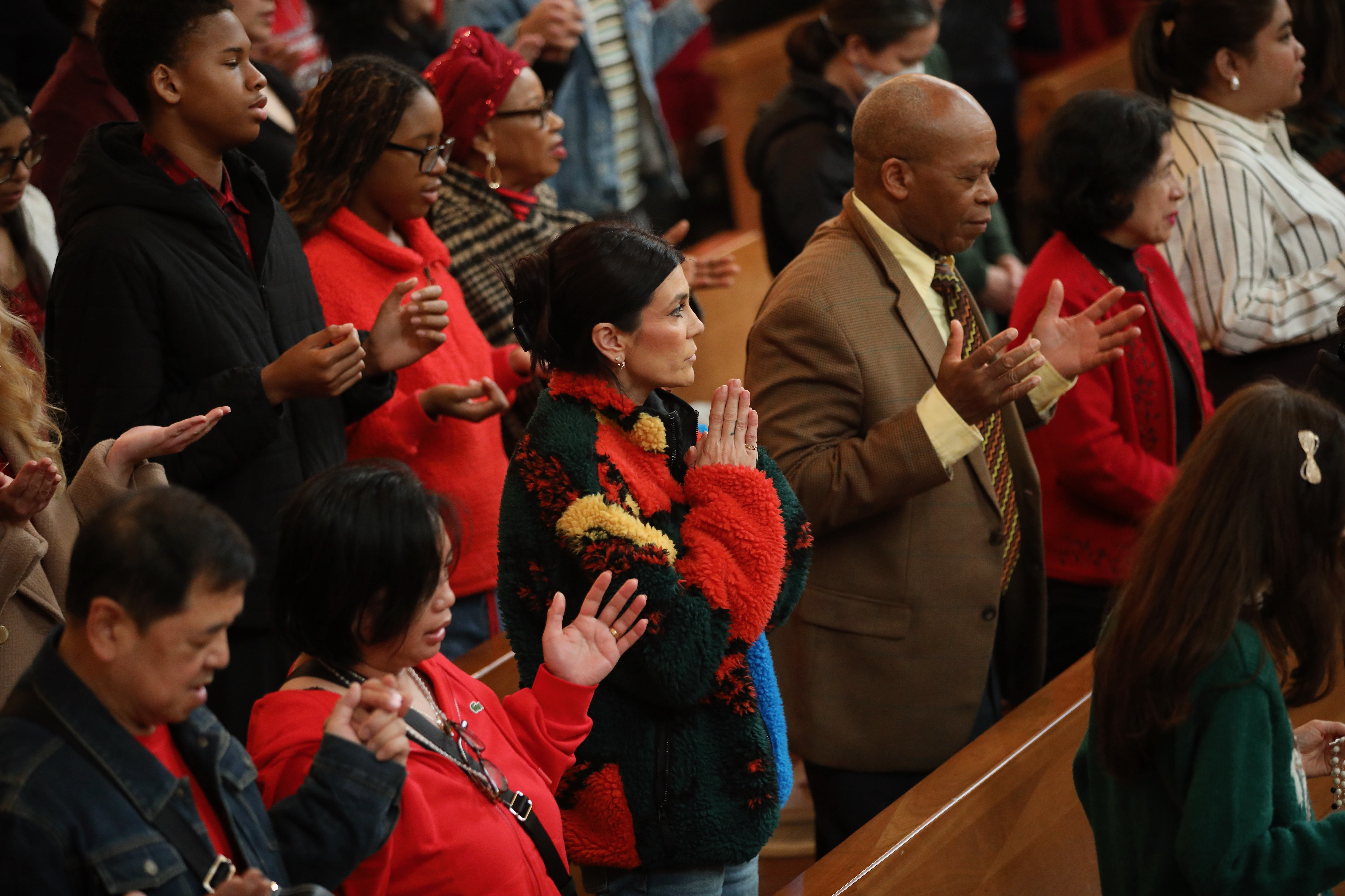 The Faithful pray at Christmas Day Mass at the Cathedral...