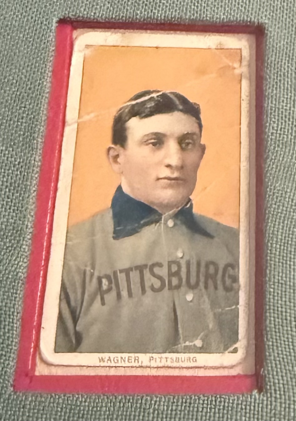 The newly discovered T206 Honus Wagner baseball card. (Photo by...