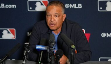 Dave Roberts, manager of the Los Angeles Dodgers, answers questions during a news conference at the MLB winter meetings, Monday, Dec. 8, 2025, in Orlando, Fla. (AP Photo/John Raoux)