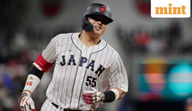 Japan third baseman Munetaka Murakami (55) runs the bases after hitting a home run during the second inning of a World Baseball Classic game against the United States. (file photo)