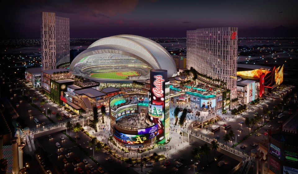 A rendering shows the possible site for the Athletics' new ballpark in Las Vegas