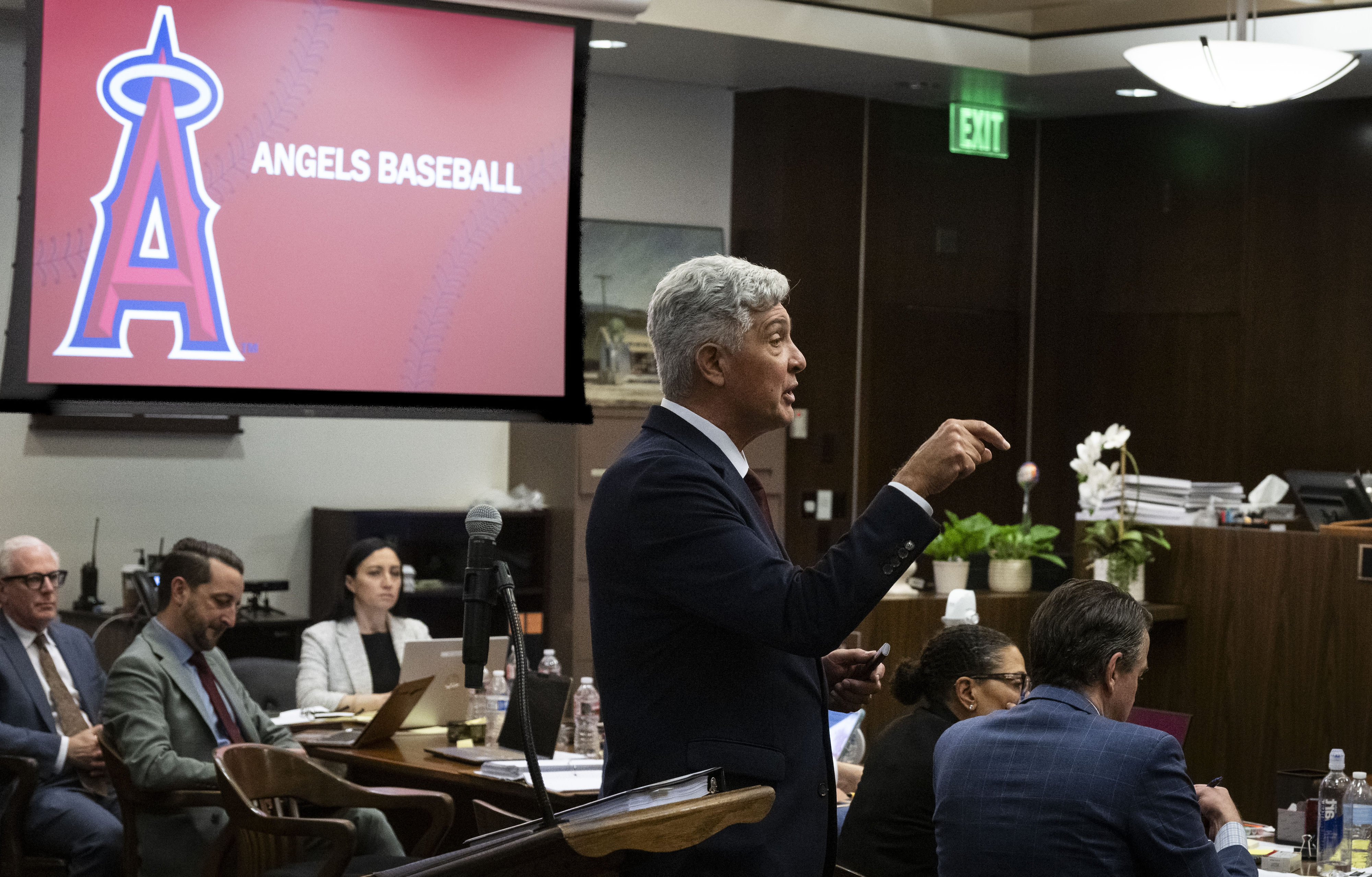 Los Angeles Angels attorney Todd Theodora gives his closing arguments...