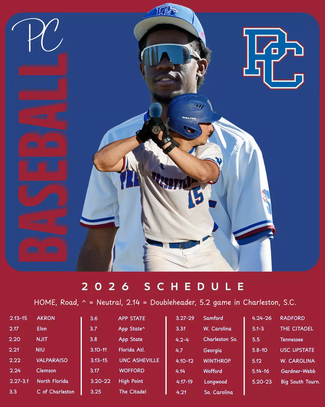 Updated PC Baseball Schedule