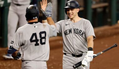 Ben Rice (right) and Paul Goldschmidt (left) shared first base for the Yankees in 2025.