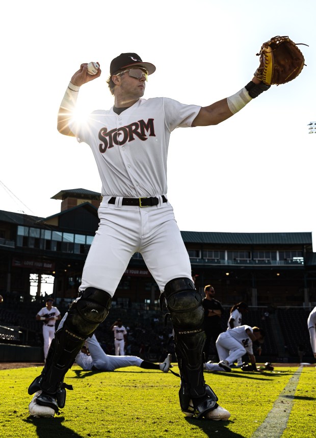 Padres catching prospect Truitt Madonna, an 11th-round pick in 2025, began his professional career at low Single-A Lake Elsinore. (Artur Ivanov / Lake Elsinore Storm)
