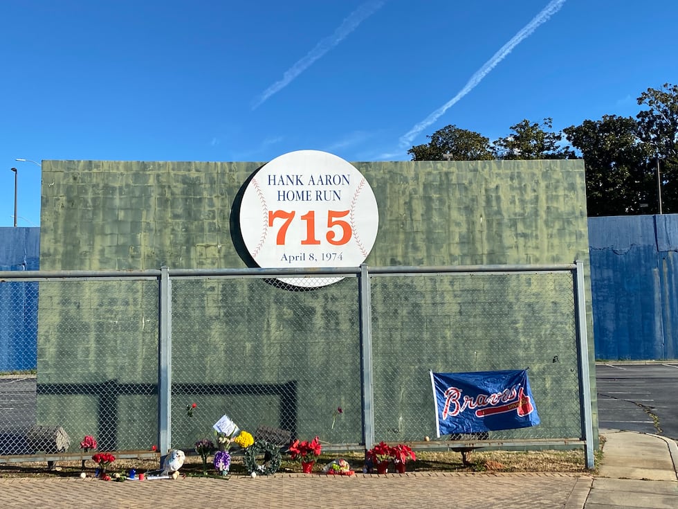 This marker now sits in the parking lot where the old Atlanta-Fulton County Stadium was...
