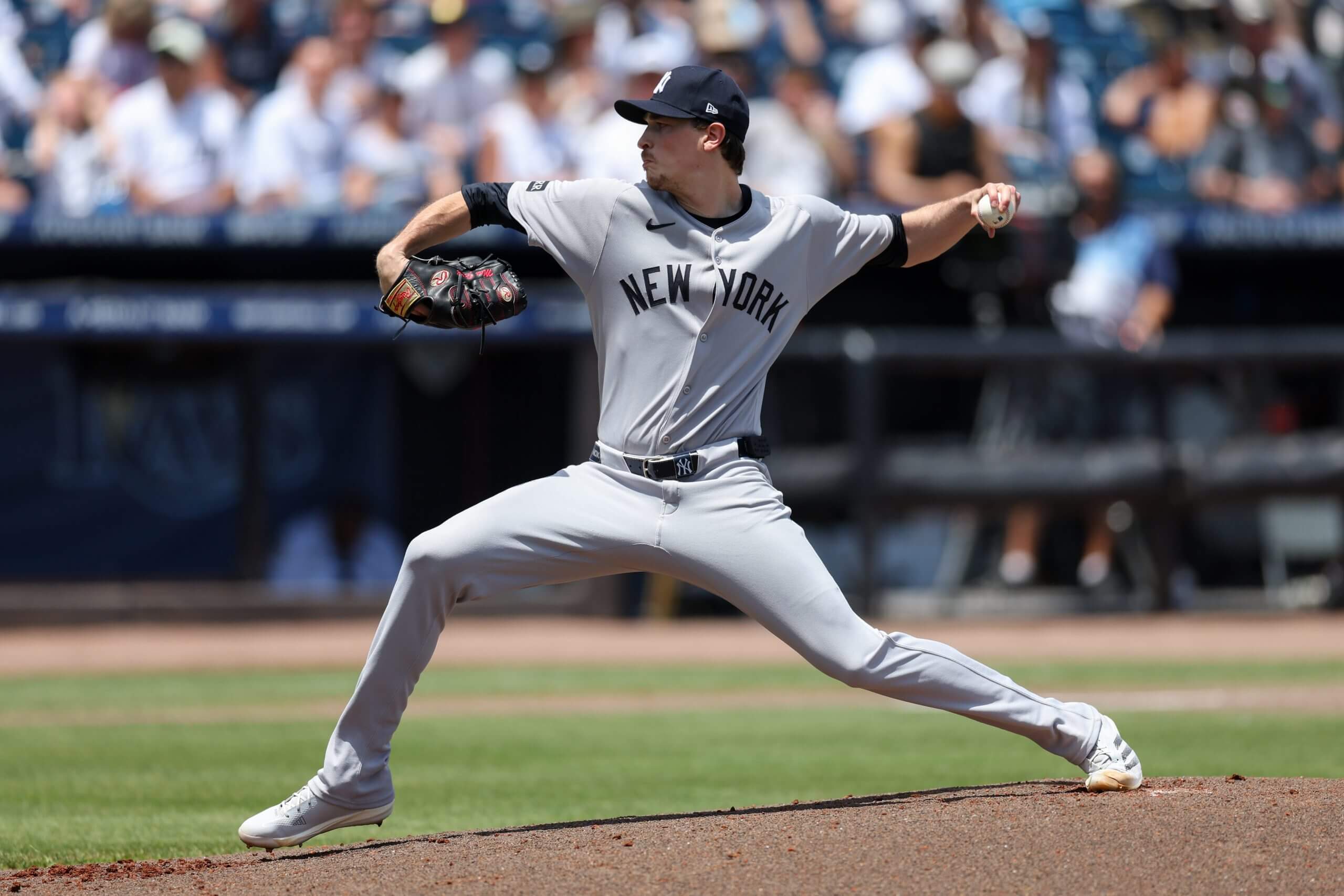 New York Yankees starting pitcher Max Fried throws a pitch against the Tampa Bay Rays.