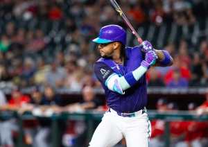 May 30, 2025; Phoenix, Arizona, USA; Arizona Diamondbacks second baseman Ketel Marte against the Washington Nationals at Chase Field. Mandatory Credit: Mark J. Rebilas-Imagn Images
