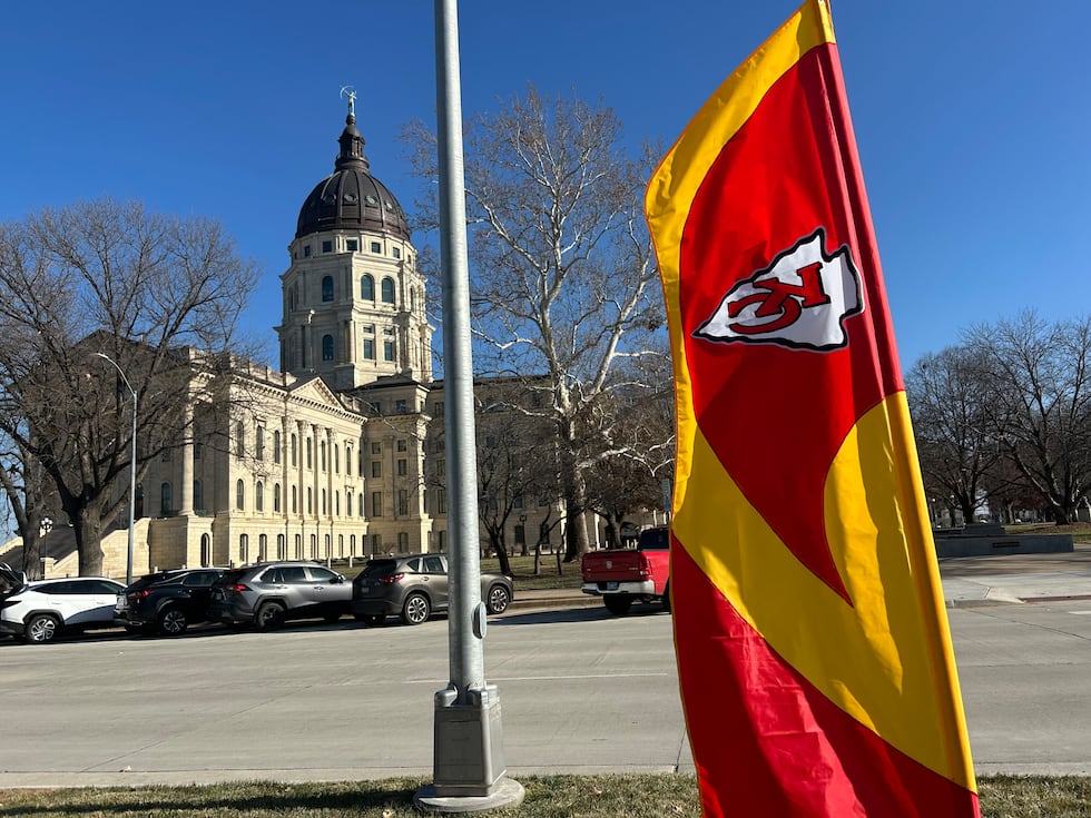 Decorations adorn the Kansas Statehouse as lawmakers discuss a move that could bring the...