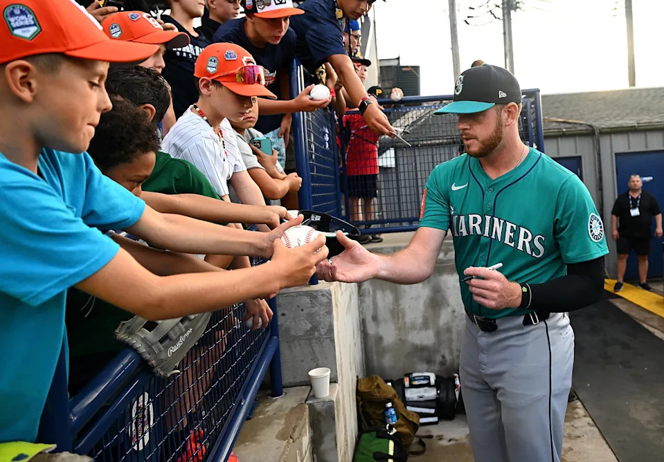 Caleb Ferguson, here signing autographs during the Little League Classic last August, was 5-4 with a 3.58 ERA in 70 appearances for Pittsburgh and Seattle last season.