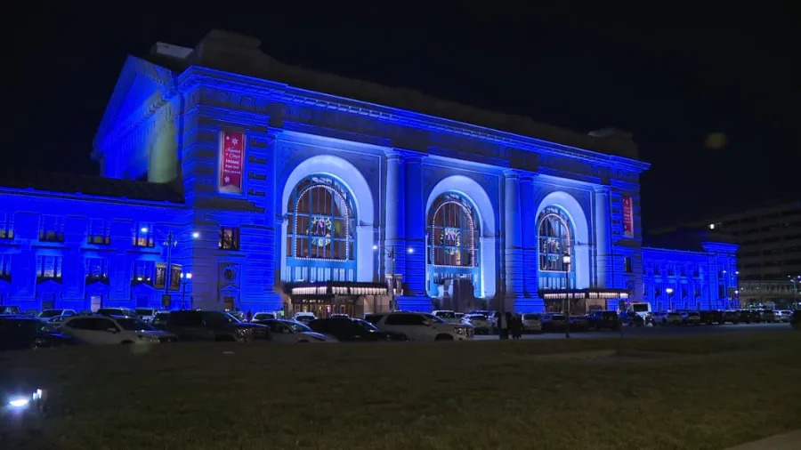 Union Station lights up blue