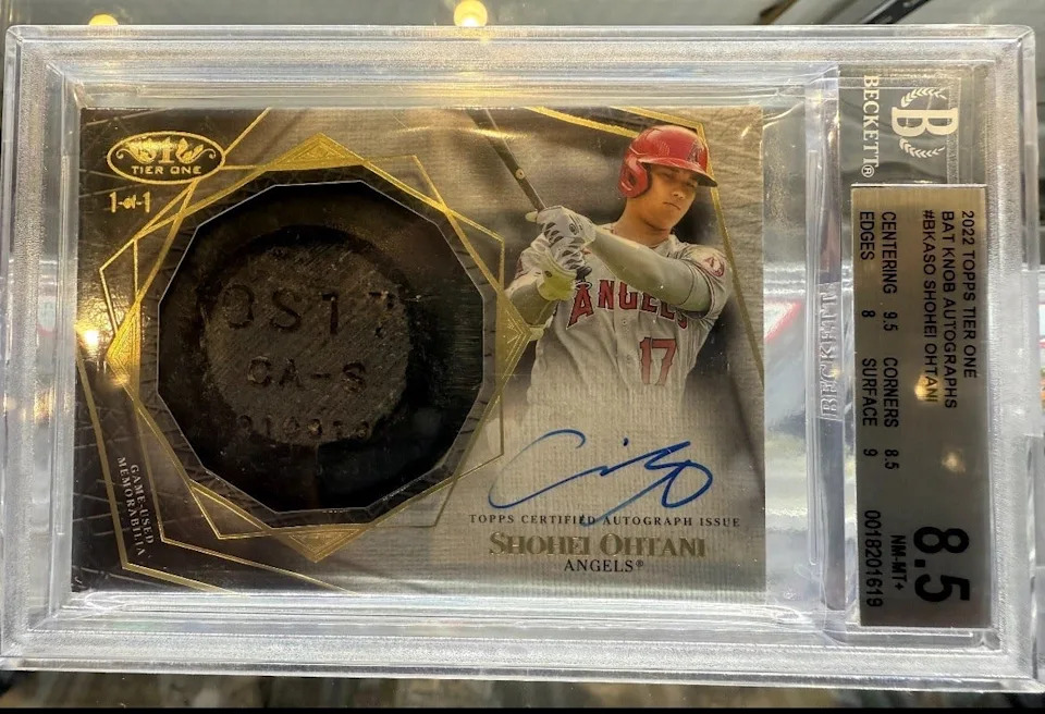Rick Fayter pulled a 1-of-1 Topps 2022 Shohei Ohtani game-used bat knob signed relic card after buying a Topps baseball card box from Card Stocks in Liberty Township.