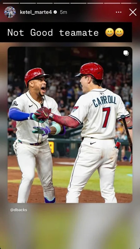 Arizona Diamondbacks infielder Ketel Marte's Instagram Story on Dec. 30, 2025&commat;ketel&lowbar;marte4 on Instagram