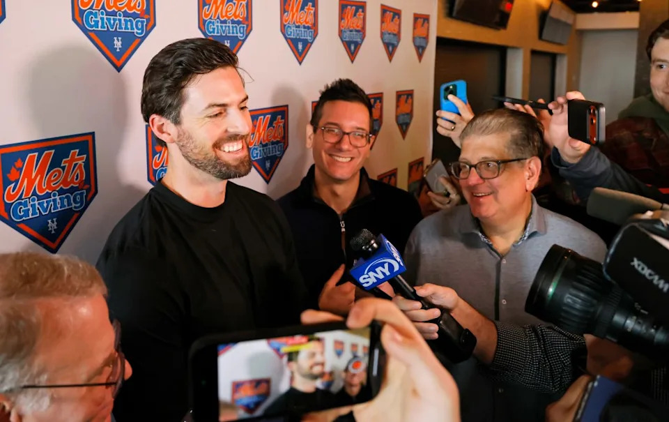 Clay Holmes speaks after the New York Mets Annual Kids Holiday Party. Robert Sabo for NY Post