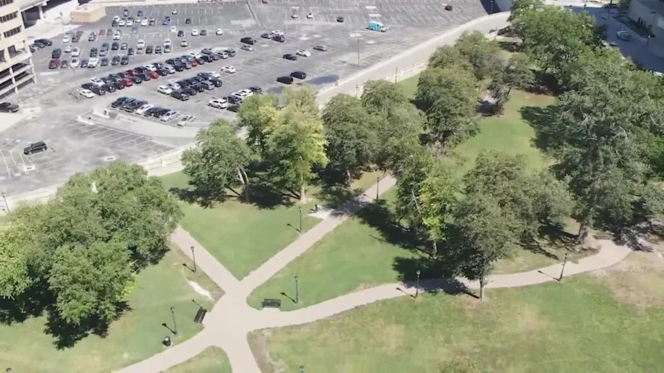This is an aerial photo of Washington Square Park