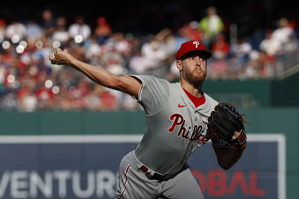 Philadelphia Phillies pitcher Zack Wheeler. Credit:&nbsp;Geoff Burke-Imagn Images.