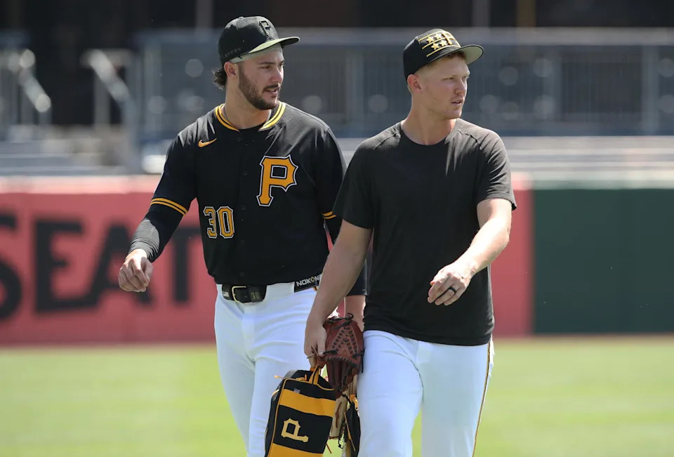 Pittsburgh Pirates pitchers Paul Skenes and Mitch Keller. Credit:&nbsp;Charles LeClaire-Imagn Images.