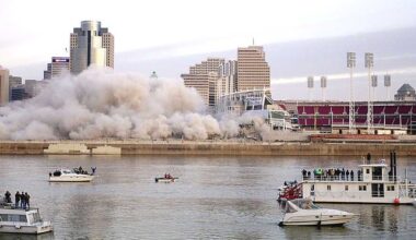 Cincinnati’s Riverfront Stadium imploded 23 years ago