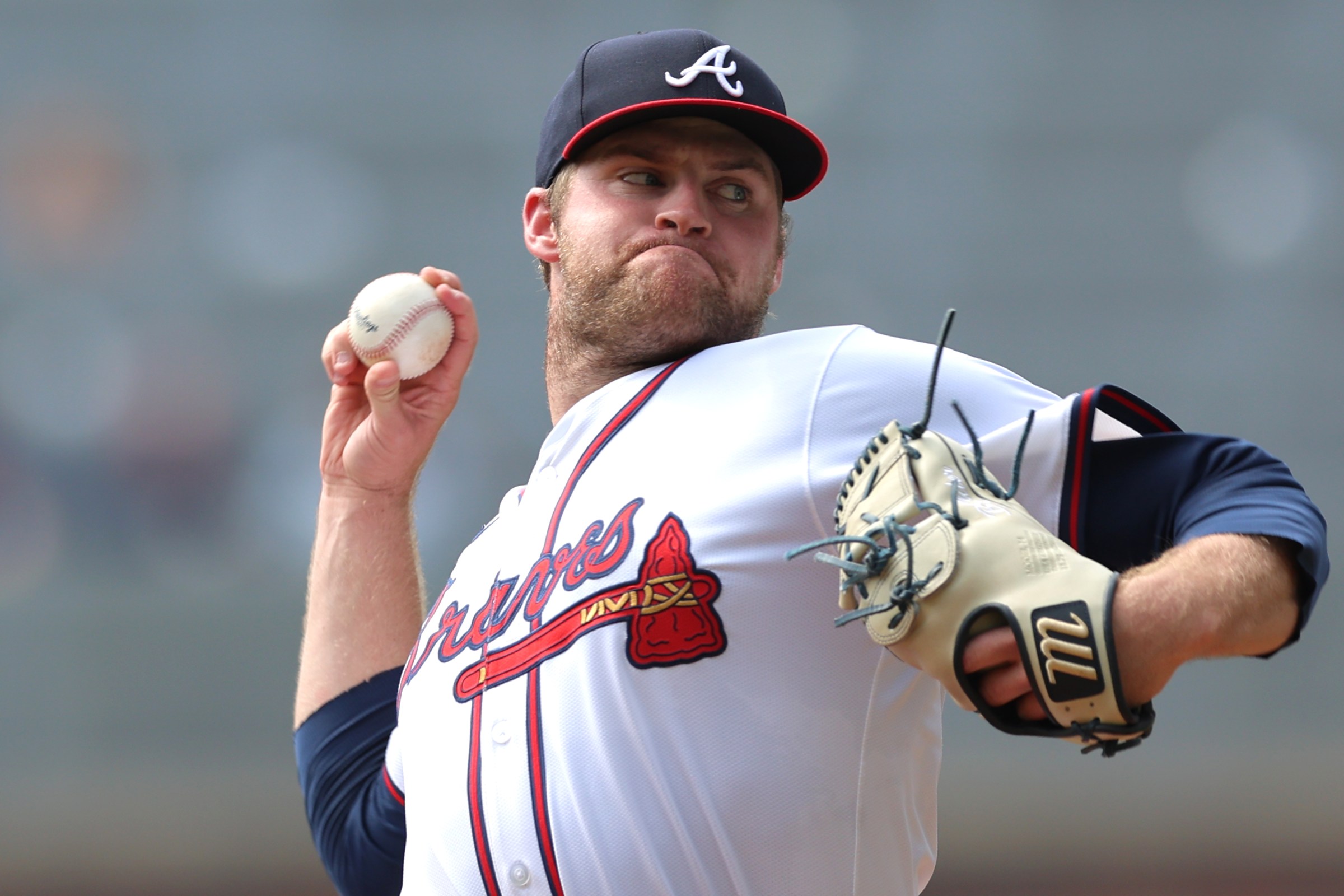 ATLANTA, GA - SEPTEMBER 24: Bryce Elder #55 of the Atlanta Braves delivers a pitch during the MLB game between the Washington Nationals and the Atlanta Braves on September 24, 2025 at TRUIST Park in Atlanta, GA. (Photo by Jeff Robinson/Icon Sportswire via Getty Images)