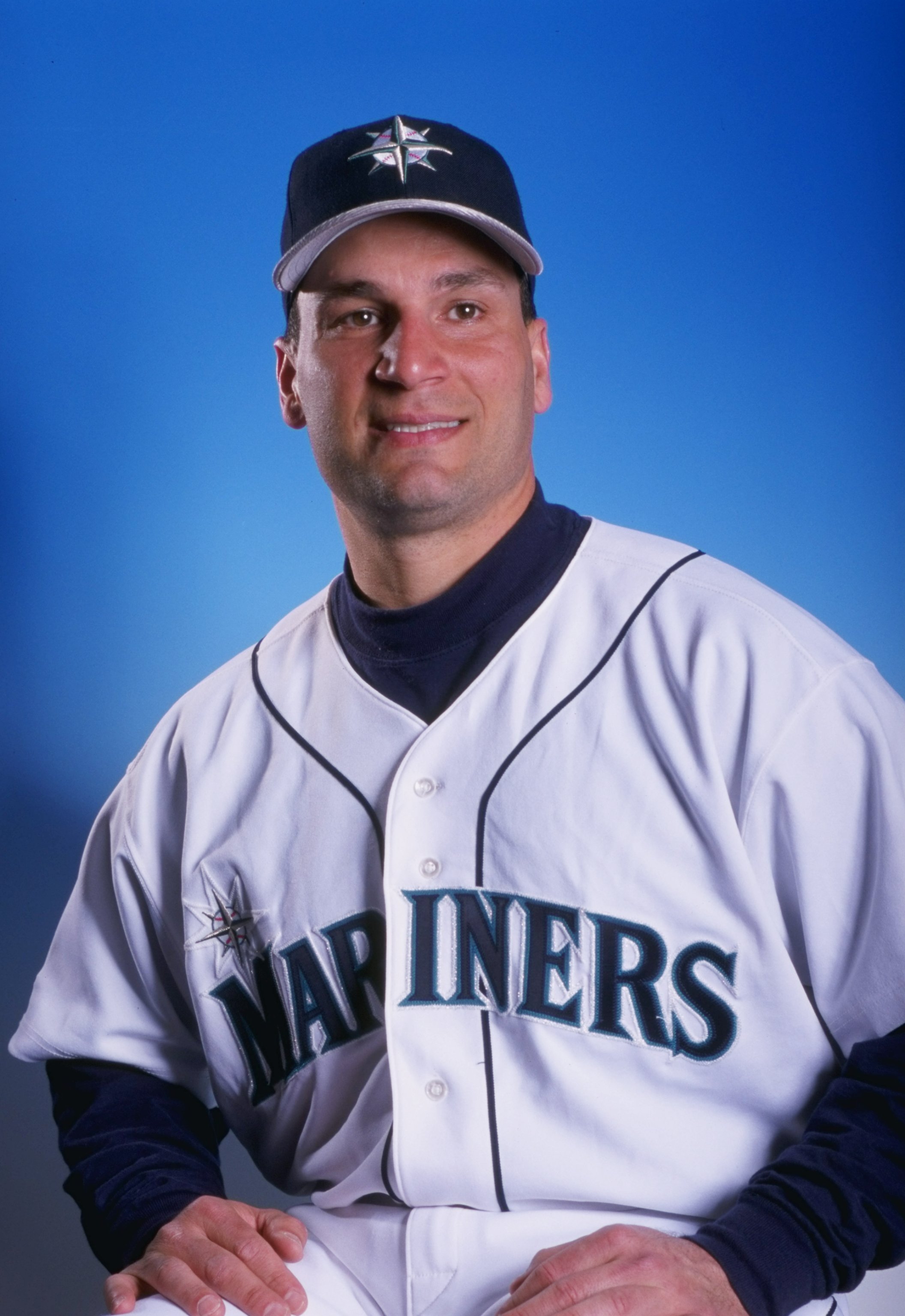 24 Feb 1998: John Marzano #17 of the Seattle Mariners poses for a portrait during Spring Training at the Peoria Sports Complex in Peoria, Arizona. Mandatory Credit: Otto Greule Jr. /Allsport