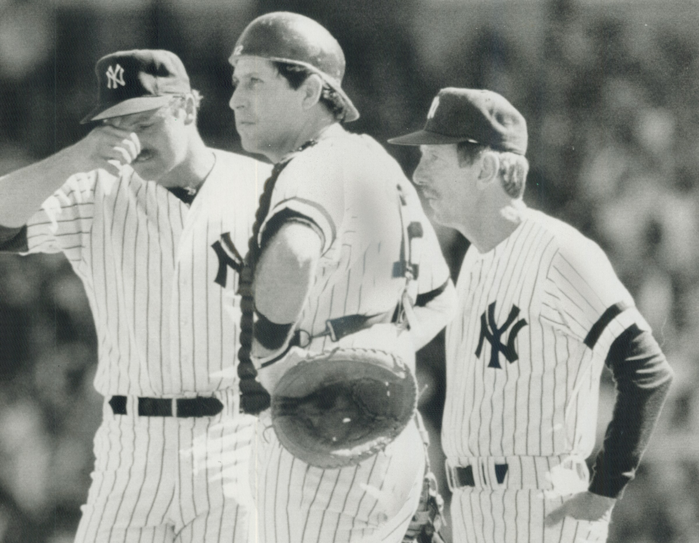 CANADA – SEPTEMBER 15: Ed Whitson, Ron Hassey, and Billy Martin. (Photo by Colin McConnell/Toronto Star via Getty Images)