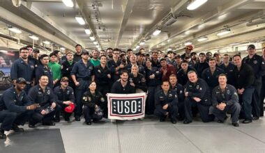 Paul Skenes and Livvy Dunne join USO Tour to meet with sailors at sea