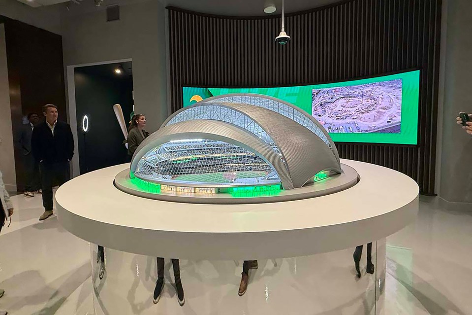 The Athletics ballpark experience opened Tuesday, Dec. 2, 2025, at the Uncommons in the southwest Las Vegas Valley.
