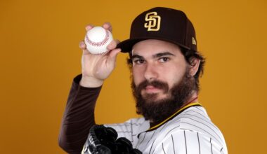 Dylan Cease standing confidently while holding a baseball in his right hand, posing in a relaxed stance with a focused expression, showcasing his role as a star MLB pitcher.