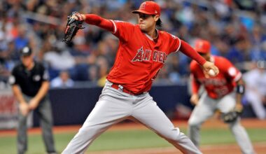 Los Angeles Angels starter Tyler Skaggs pitches to a Tampa Bay Rays batter during the first inning of a baseball game on July 31, 2018, in St. Petersburg, Fla. (AP Photo/Steve Nesius)