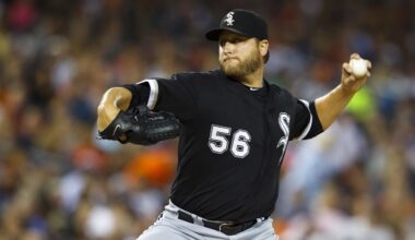 September 4, 2011; Detroit, MI, USA; Chicago White Sox starting pitcher Mark Buehrle (56) pitches during the second inning against the Detroit Tigers at Comerica Park. Mandatory Credit: Rick Osentoski-Imagn Images